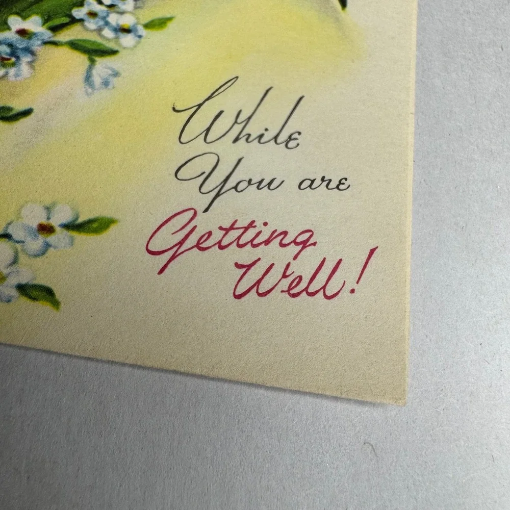Vintage Pretty Petals Get Well Soon Card Daffodil Floral Die Cut 15B24 USA